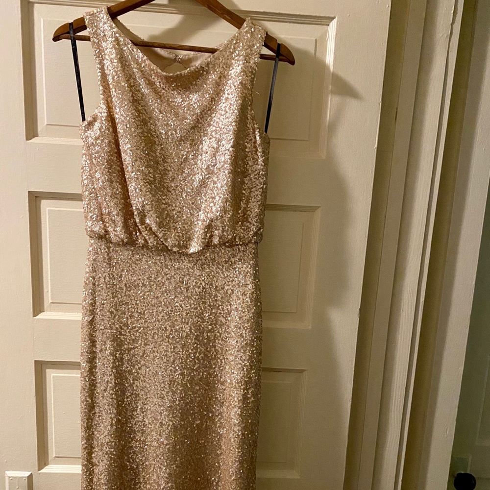Sorella Vita gold sequin bridesmaid dress